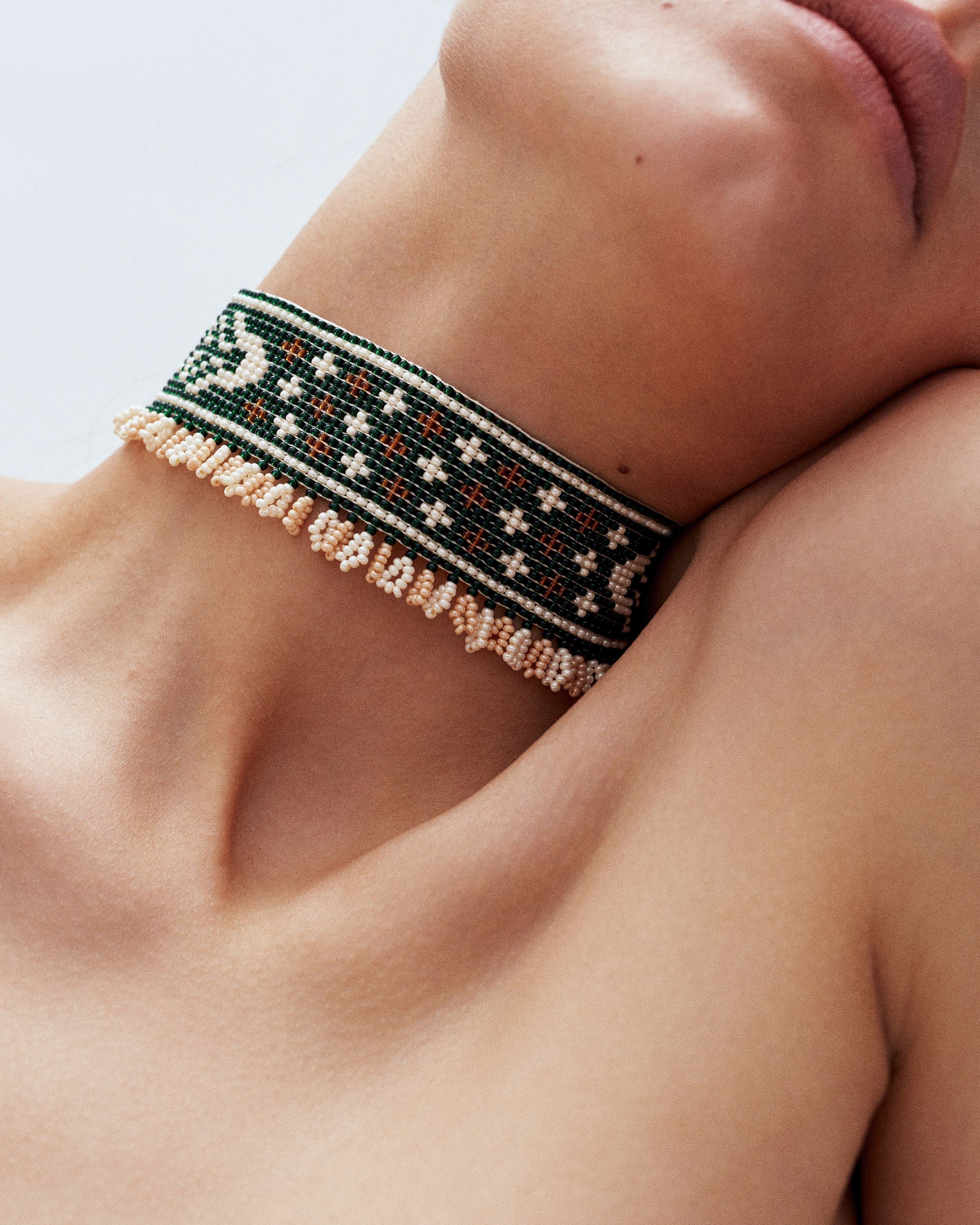 Mermaid Beaded Herdan in Green - Image 4