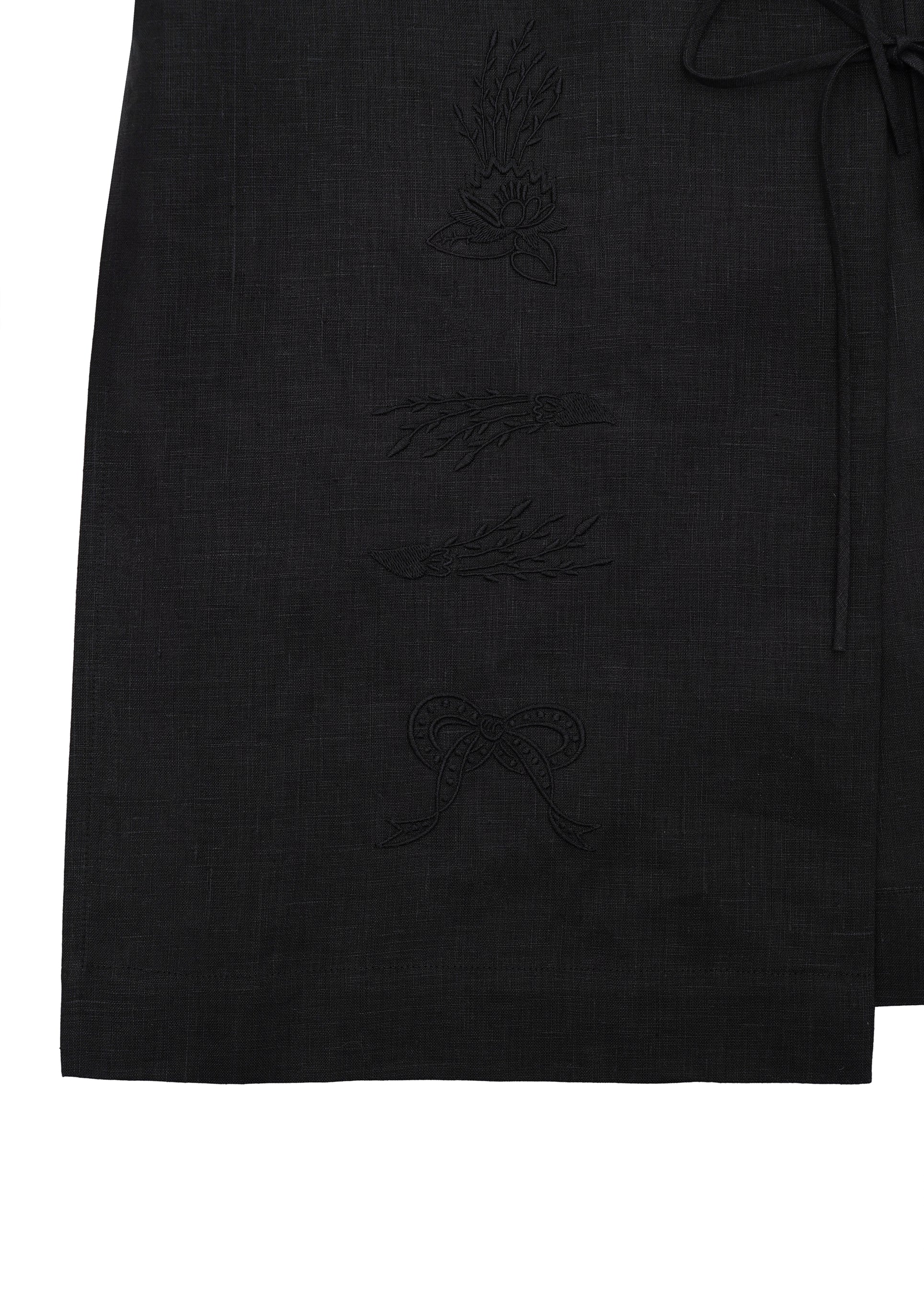 Zena Robe With Ties in Black - Image 3