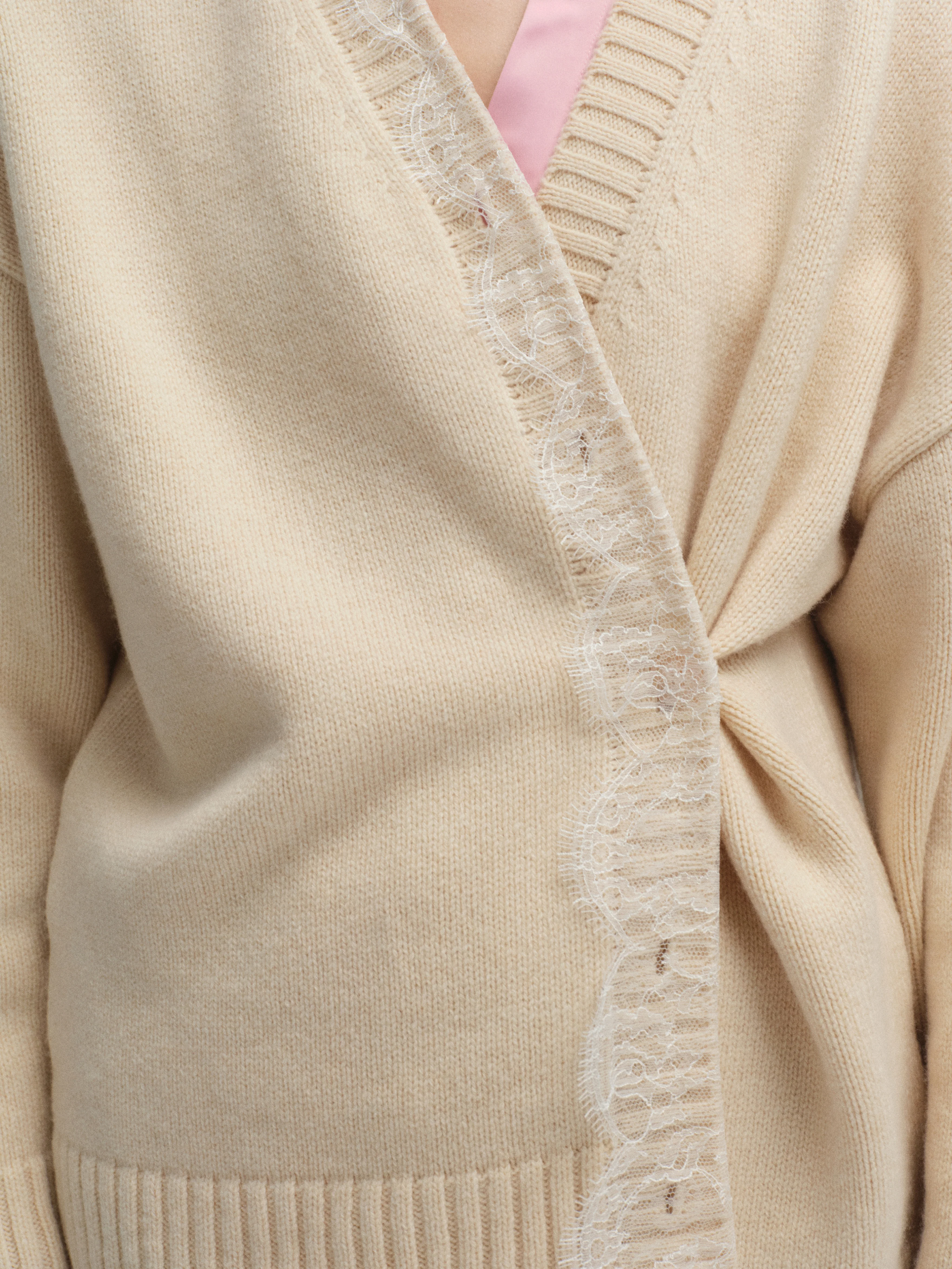 Lace-trimmed Cardigan in Milk - Image 2