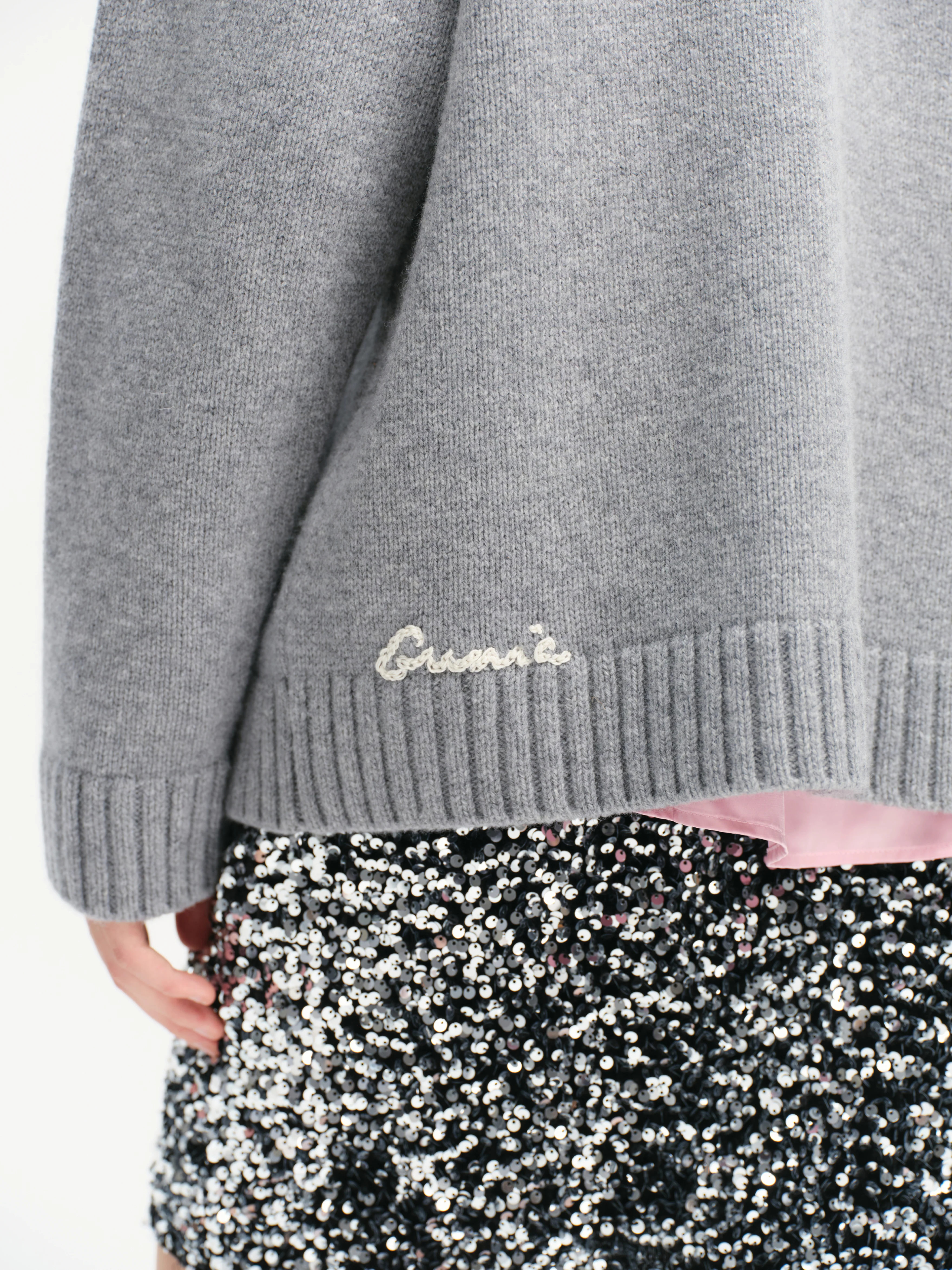 Lace-trimmed Cardigan in Grey - Image 6