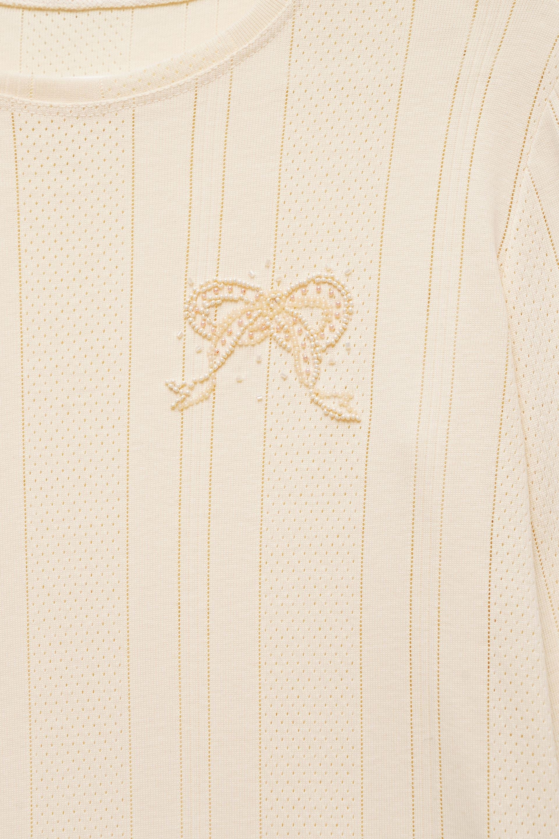 Textured Long Sleeve Top in Milk - Image 3