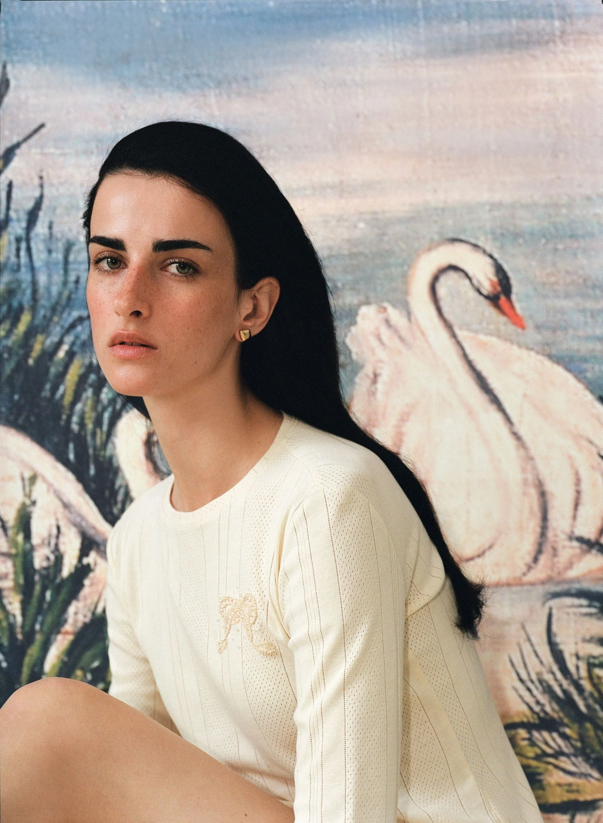 Textured Long Sleeve Top in Milk - Image 4