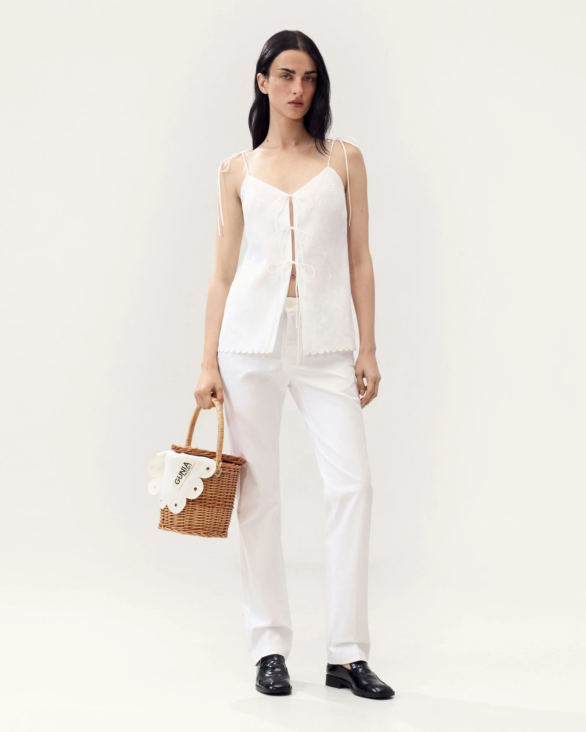 Eva tie-strap Tank Top in Milk - Image 2