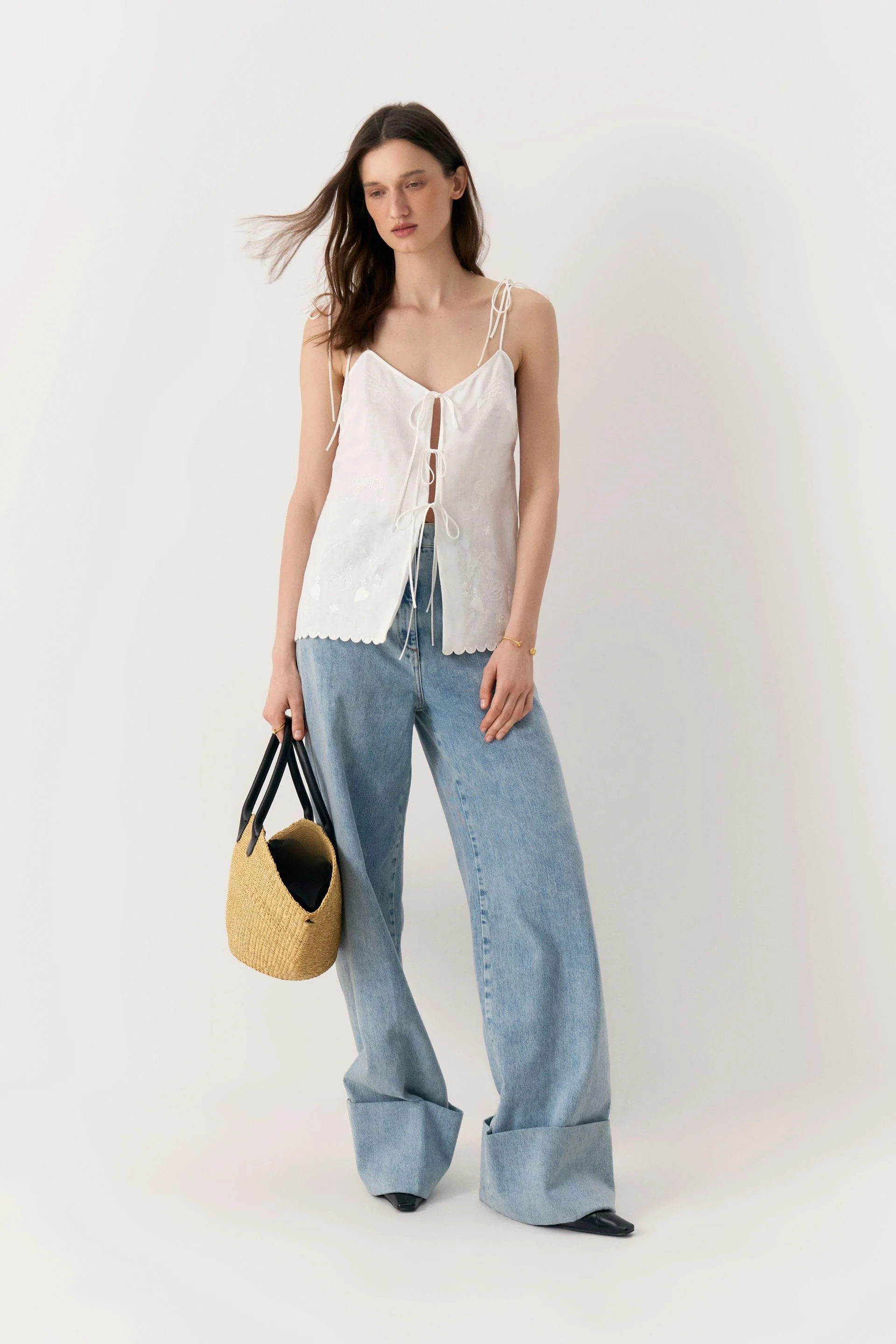 Eva tie-strap Tank Top in Milk - Image 4