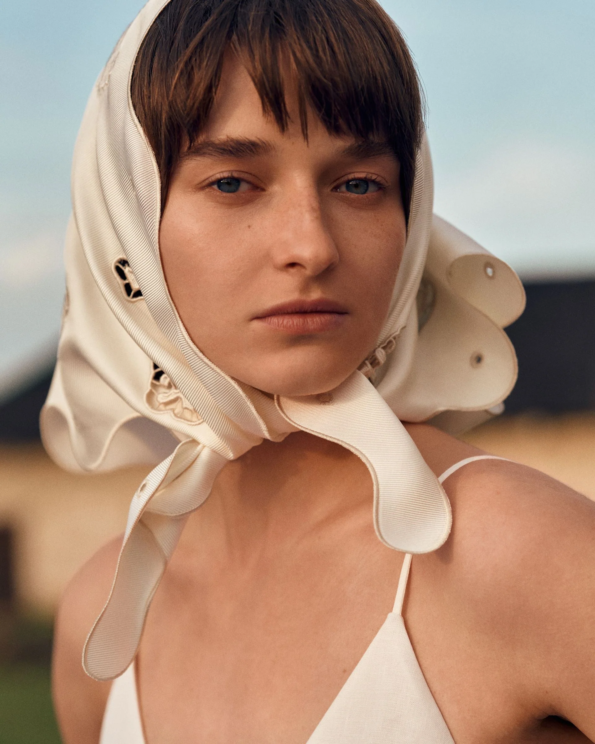 Silk Vytynanka Headscarf in Milk - Image 3