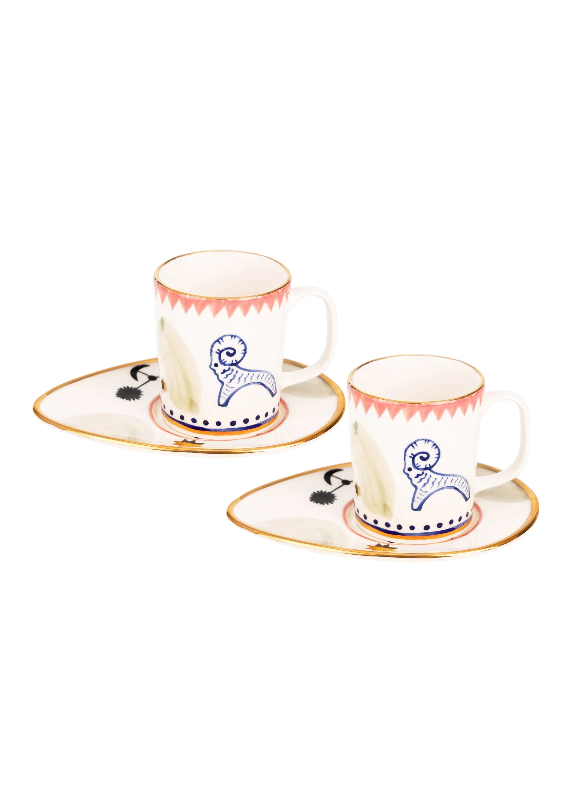 Coffee Mugs and Saucers Set Vesna