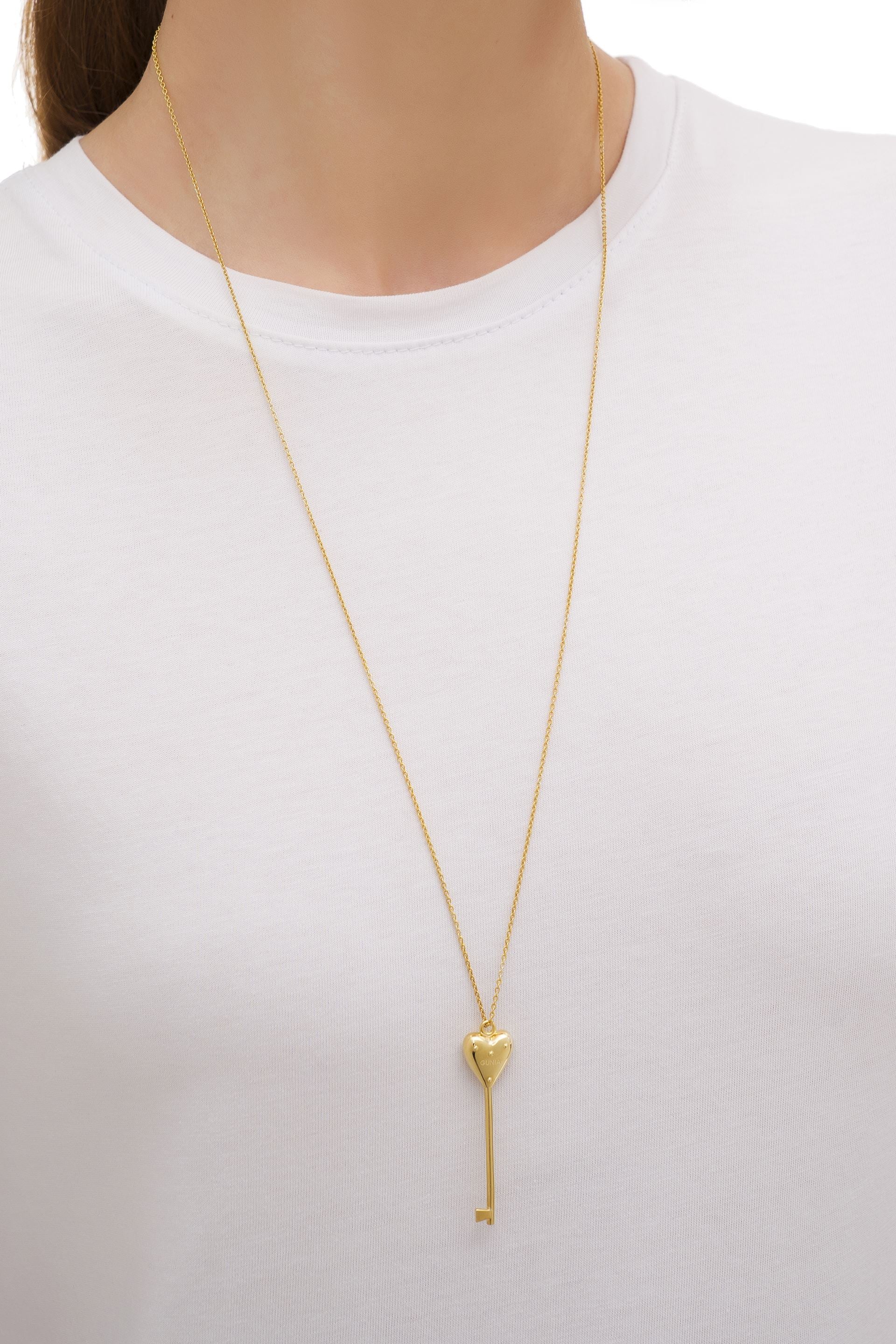 Gold Plated Key to the Heart Pendant - Image 3