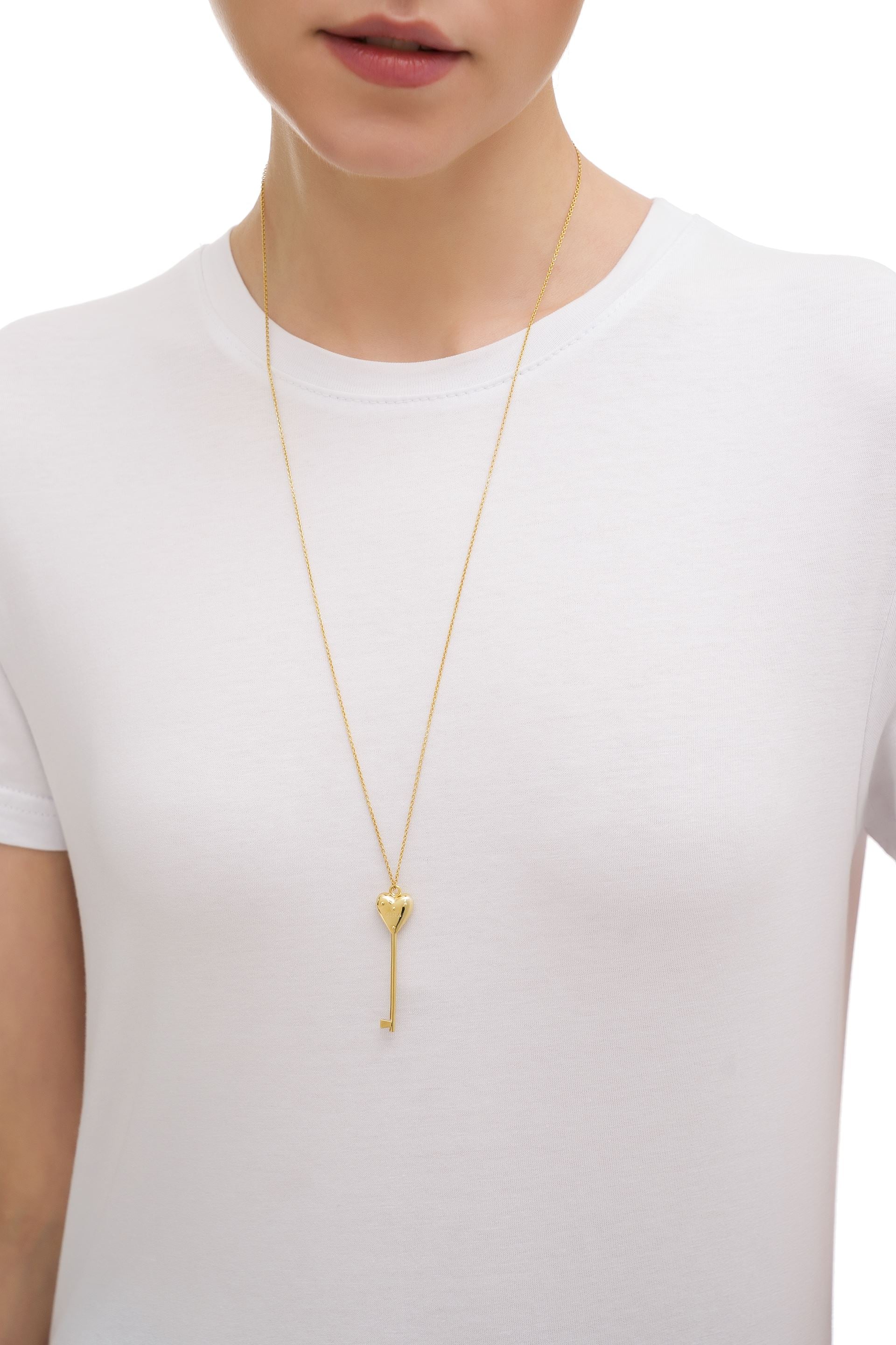 Gold Plated Key to the Heart Pendant - Image 4