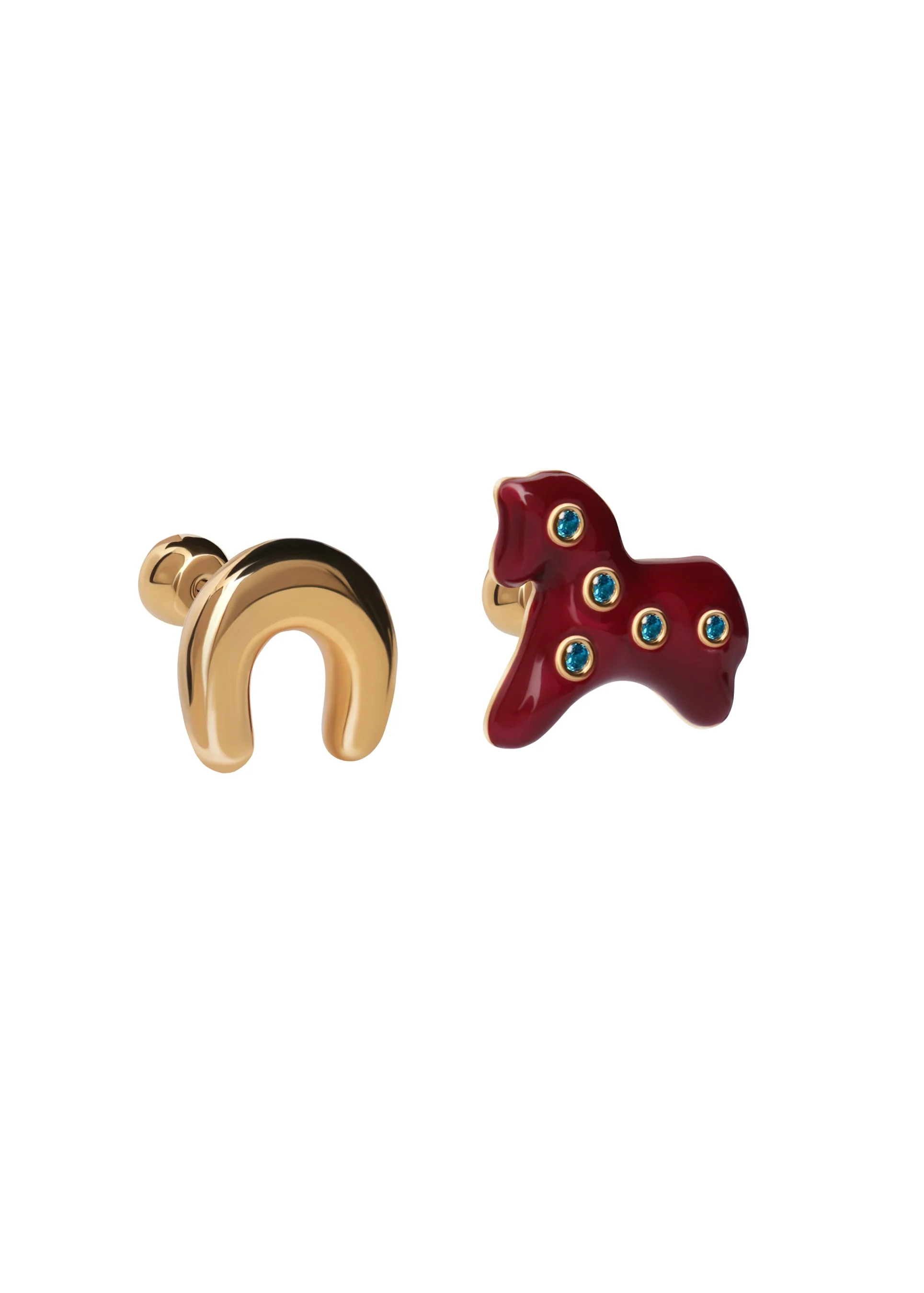 Lucky Earrings in Enamel with Gemstone - Image 3