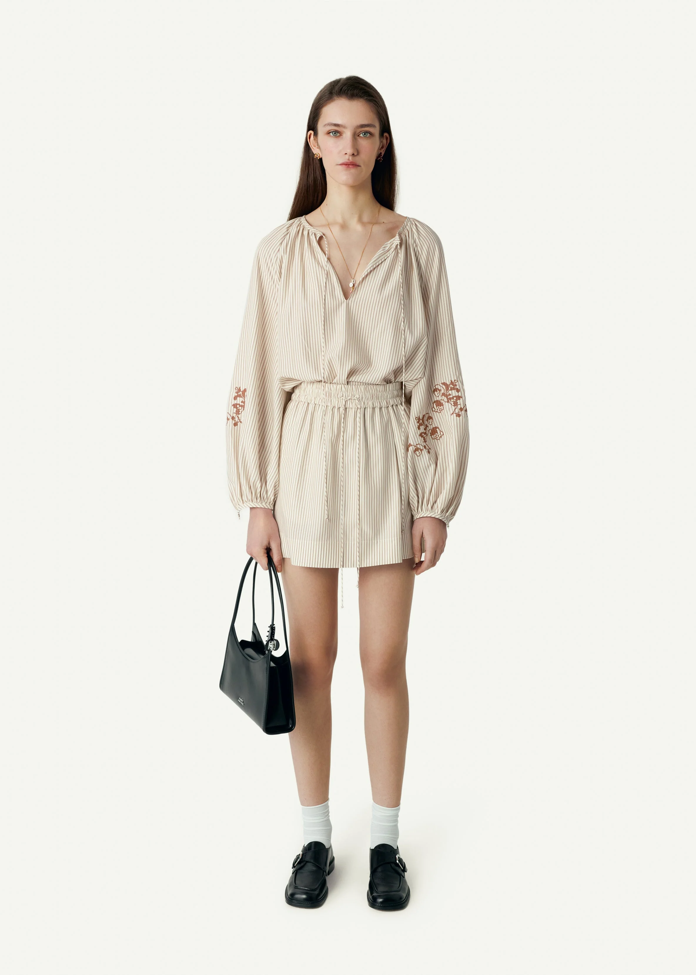 Skirt-Like Striped Shorts - Image 2