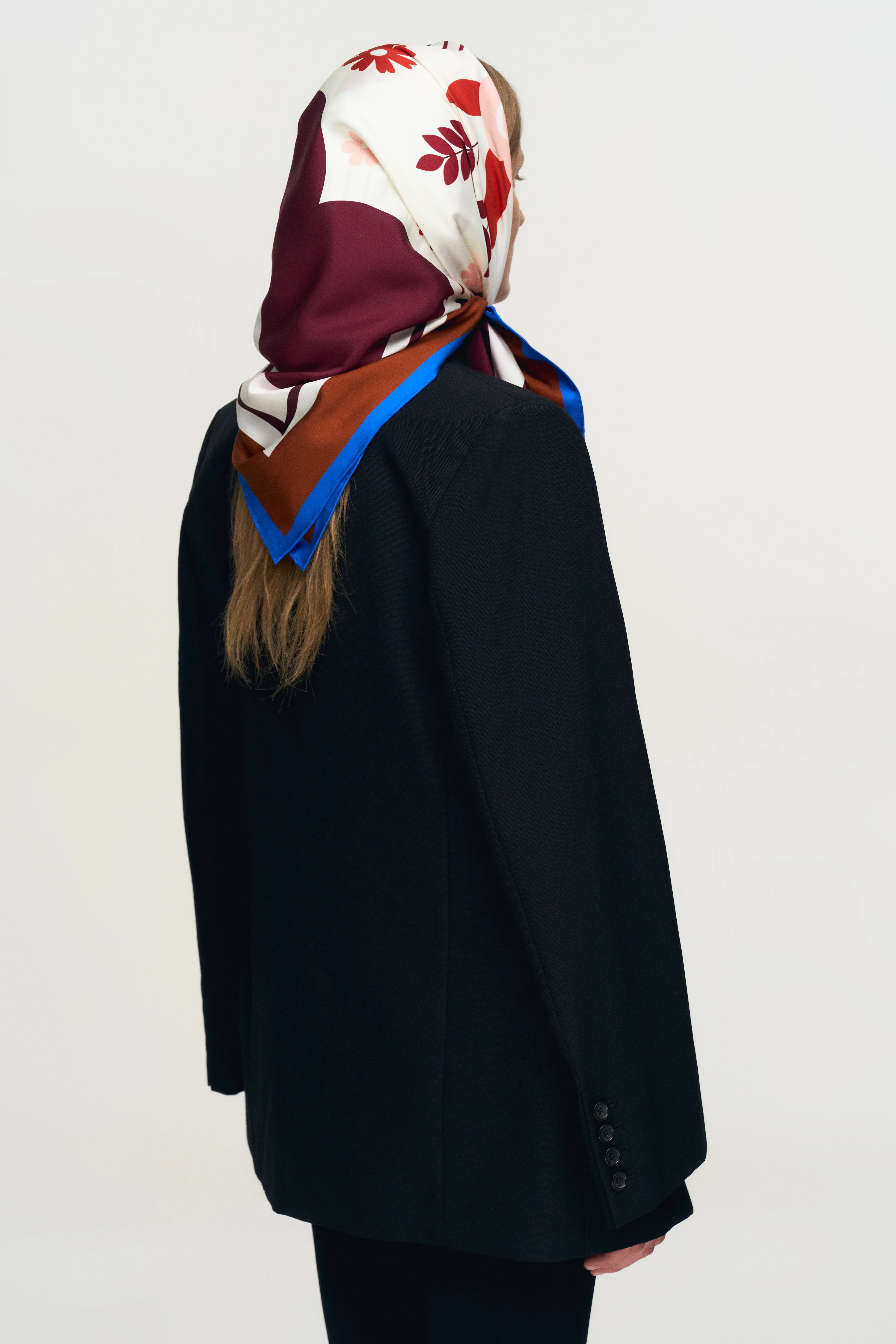 Korovai Silk Headscarf in Brown - Image 3
