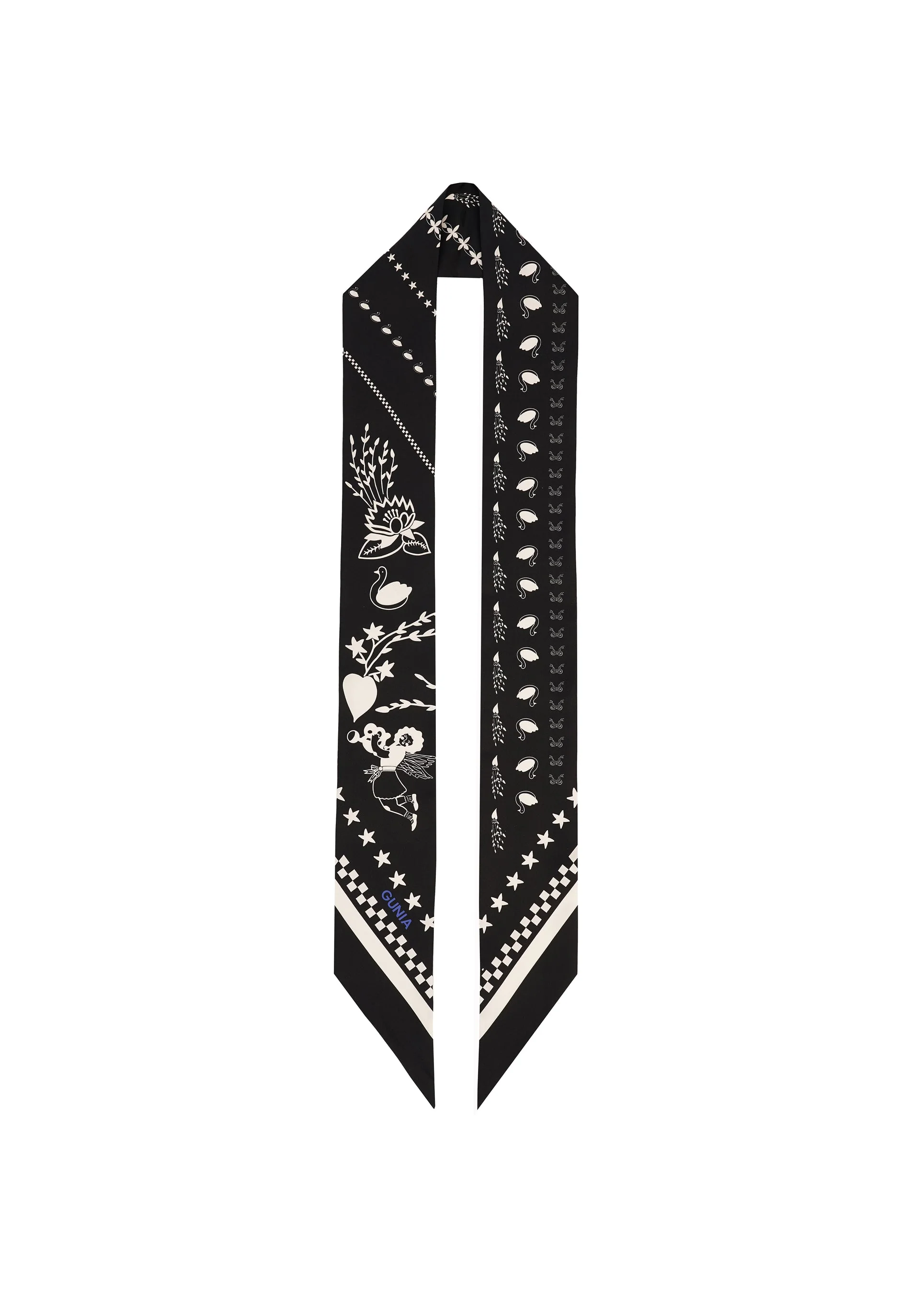 Monochrome Long Silk Headscarf - Image 2