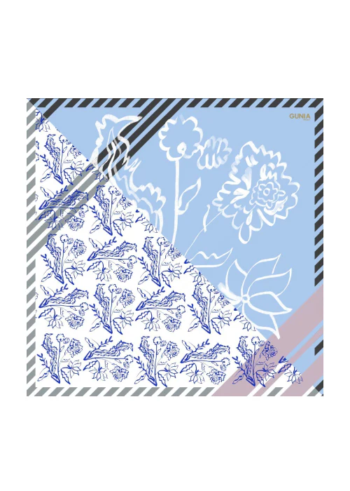 Silk headscarf Indigo