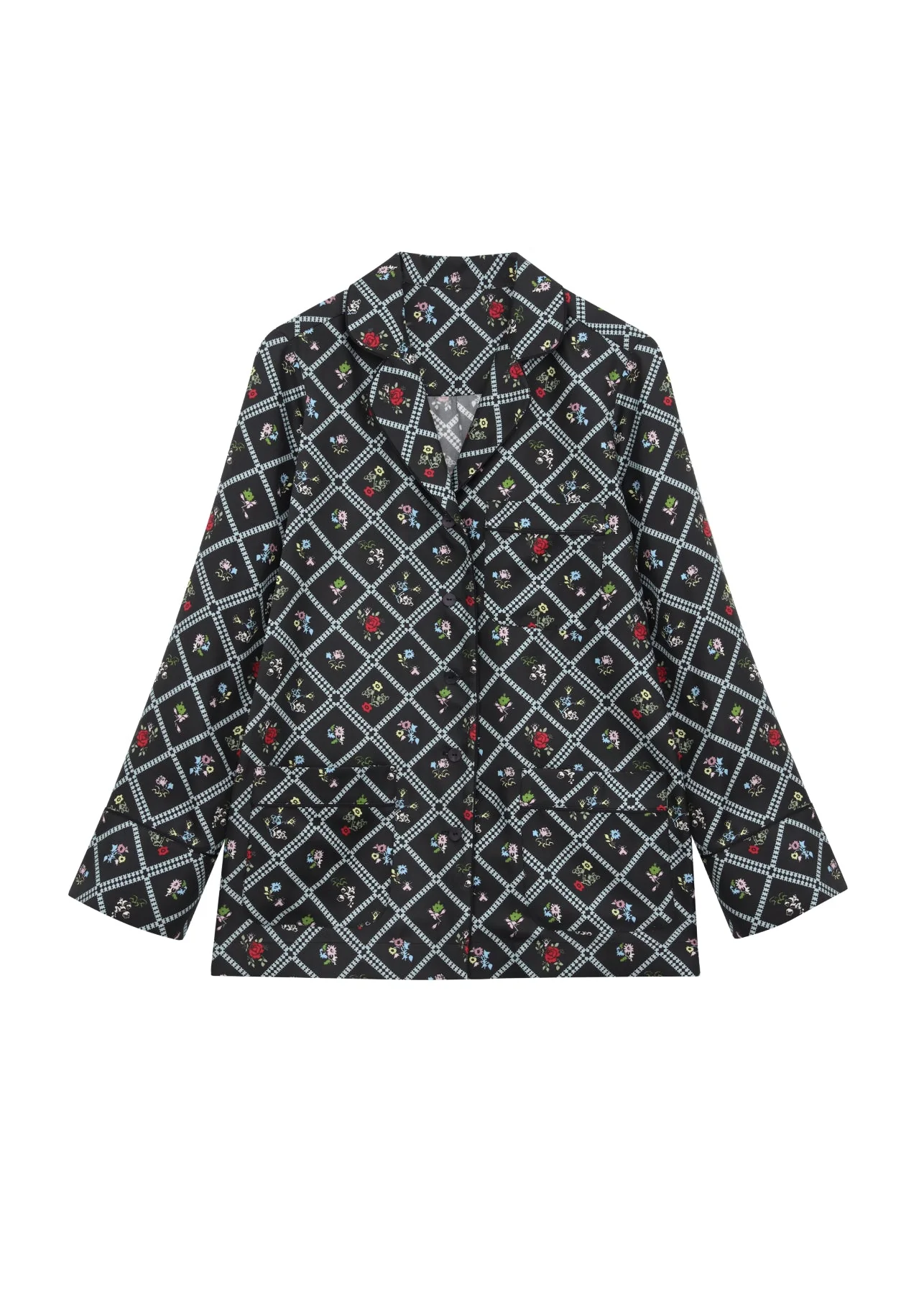 Silk Shirt in Ruzha Pattern in black