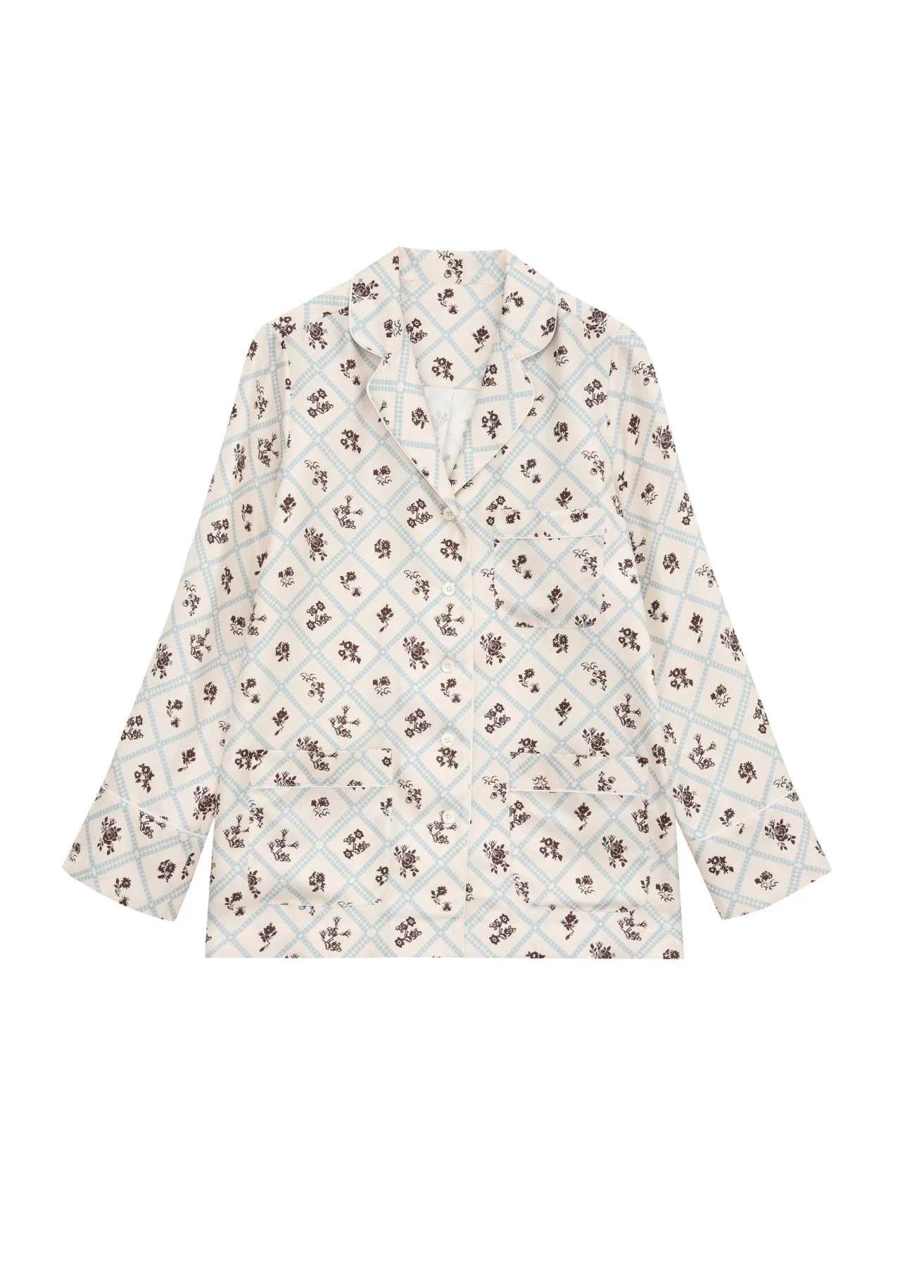 Silk Shirt in Ruzha Pattern in milk