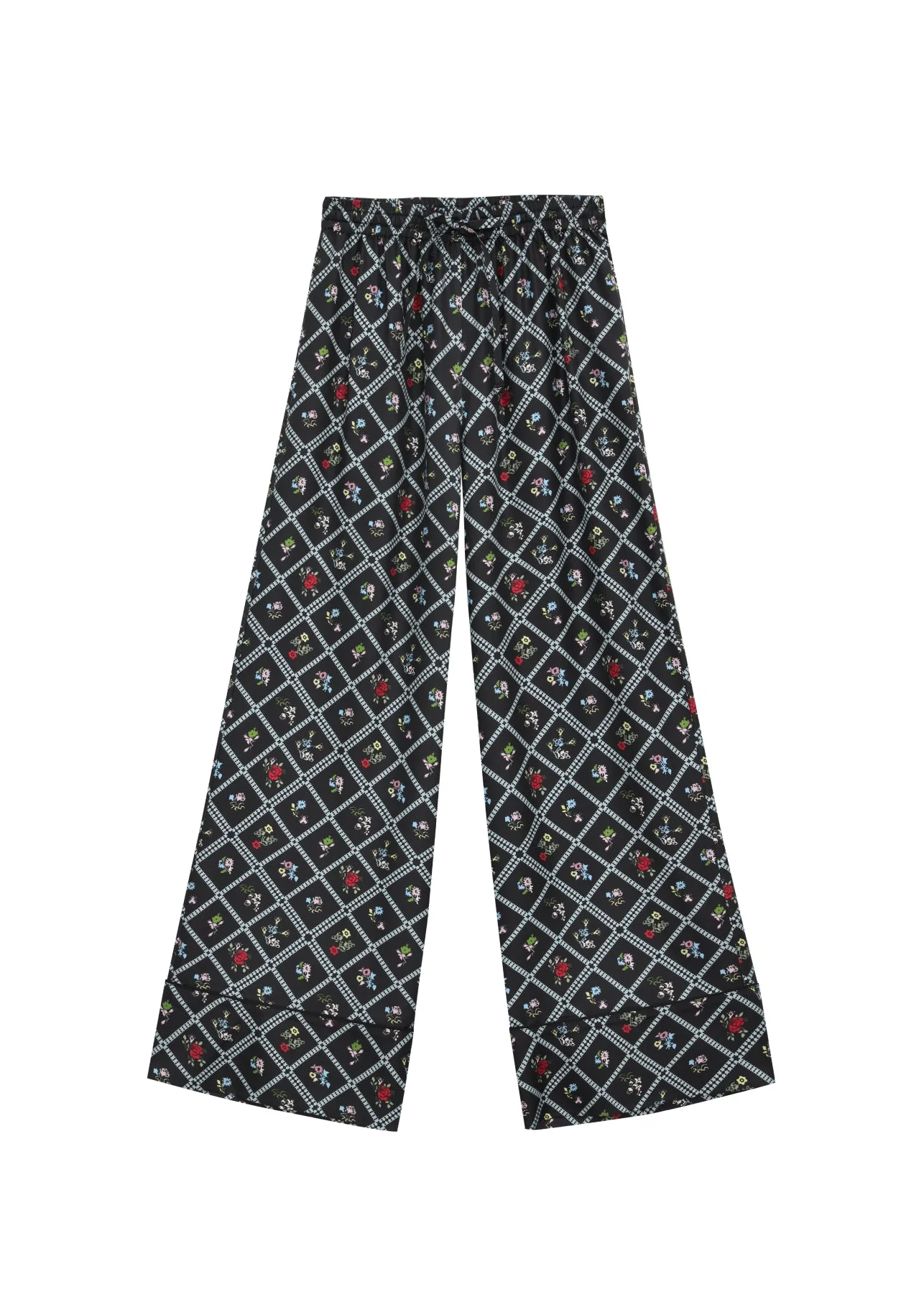 Silk Pants in Ruzha Pattern in black - Image 3