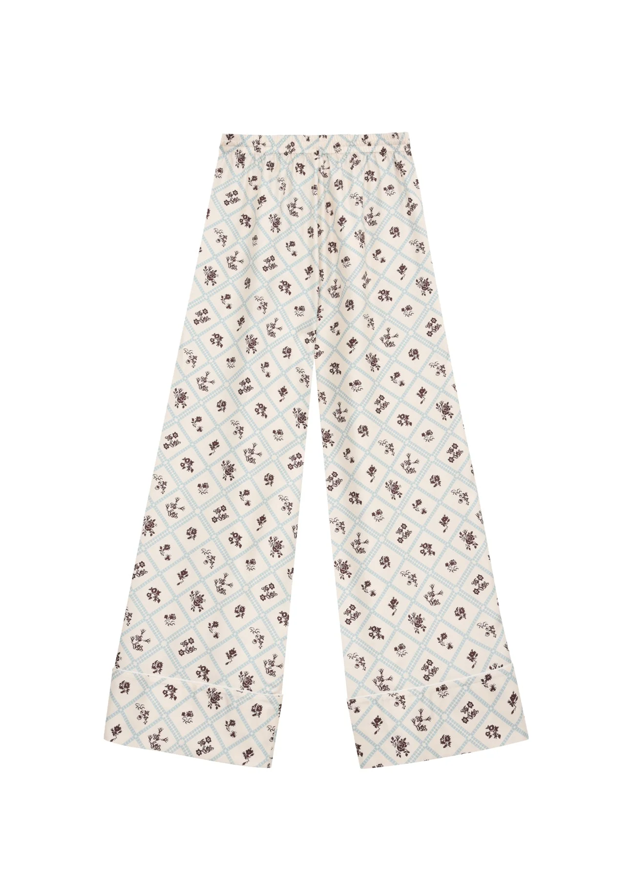 Silk Pants in Ruzha Pattern in milk - Image 3