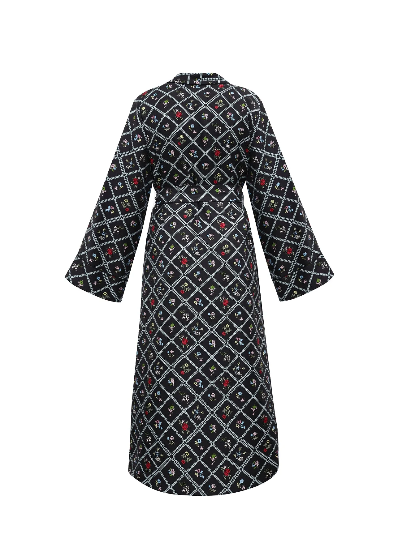 Silk Robe in Ruzha Pattern in black - Image 3