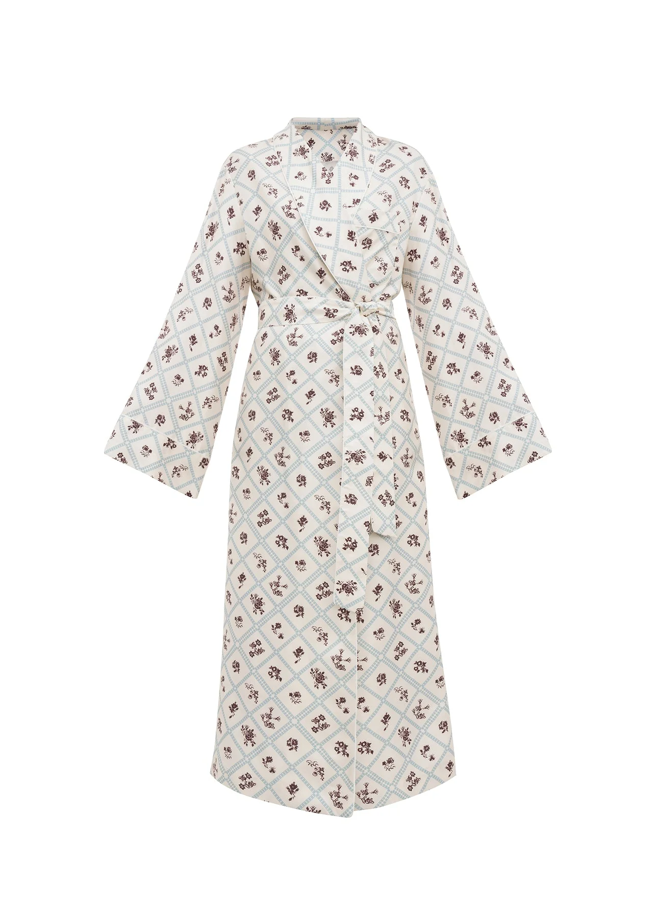 Silk Robe in Ruzha Pattern in milk