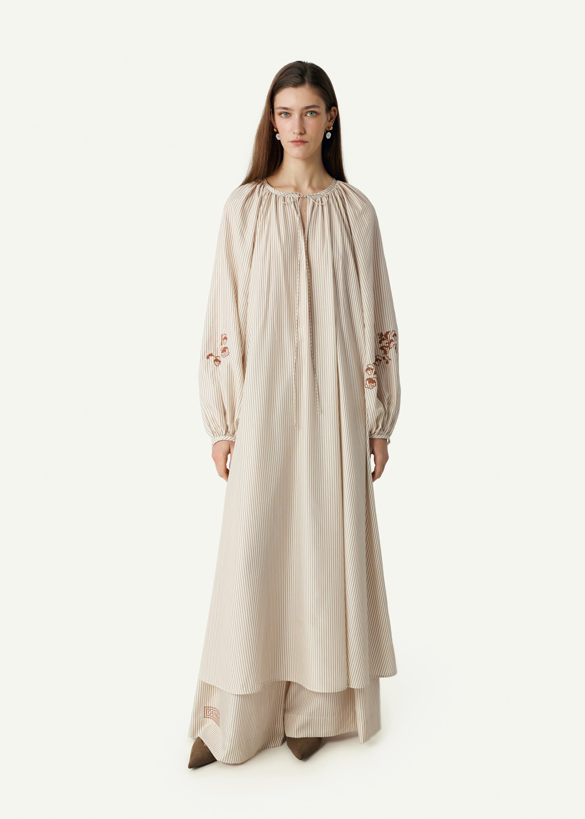 Palazzo Trousers in Light Stripes - Image 3