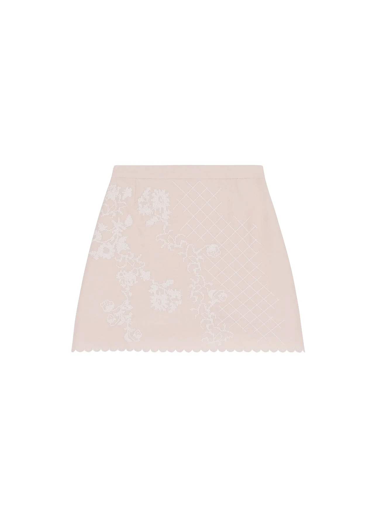 Mini skirt with Tyn Embroidery in pink