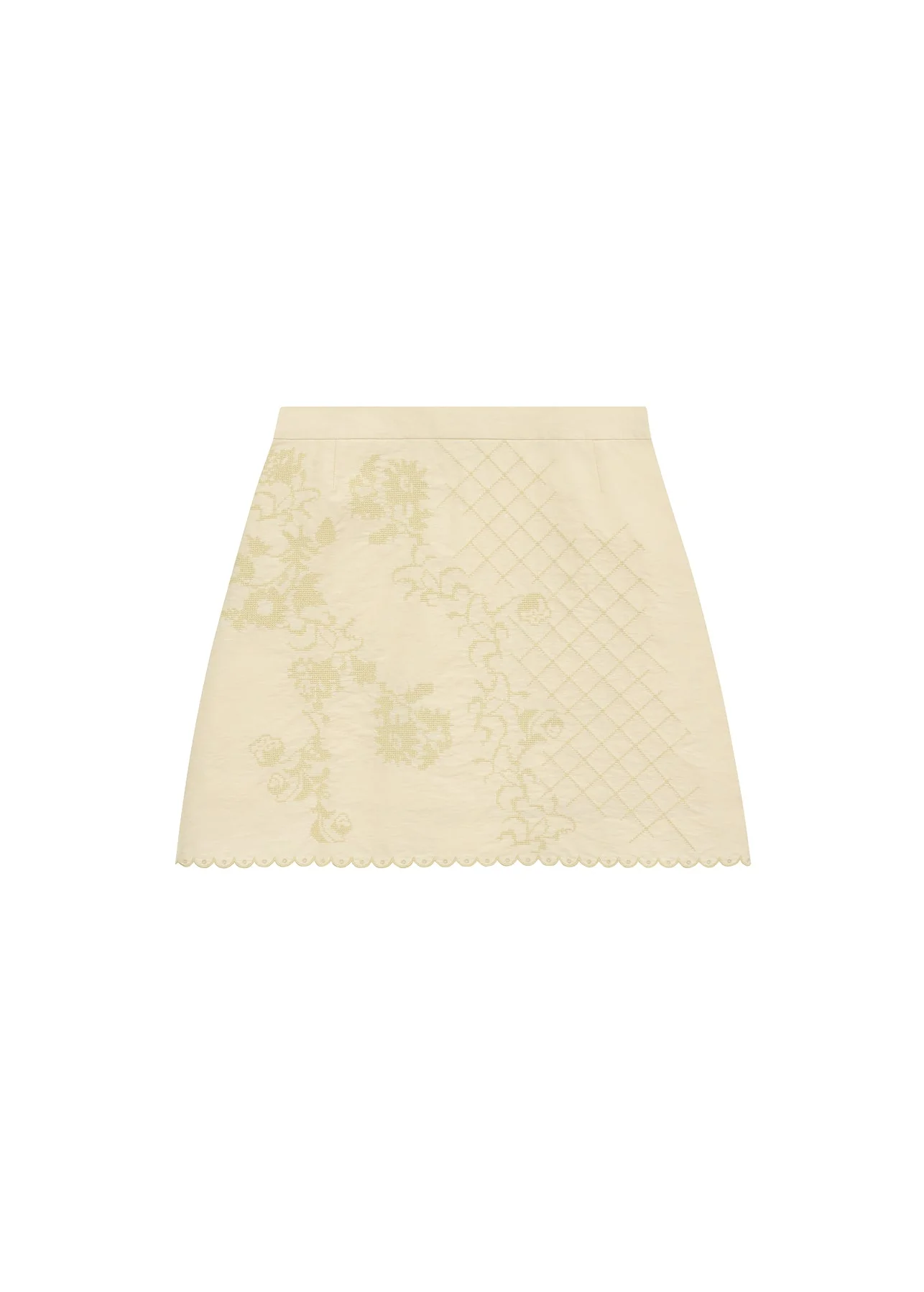 Mini skirt with Tyn Embroidery in yellow
