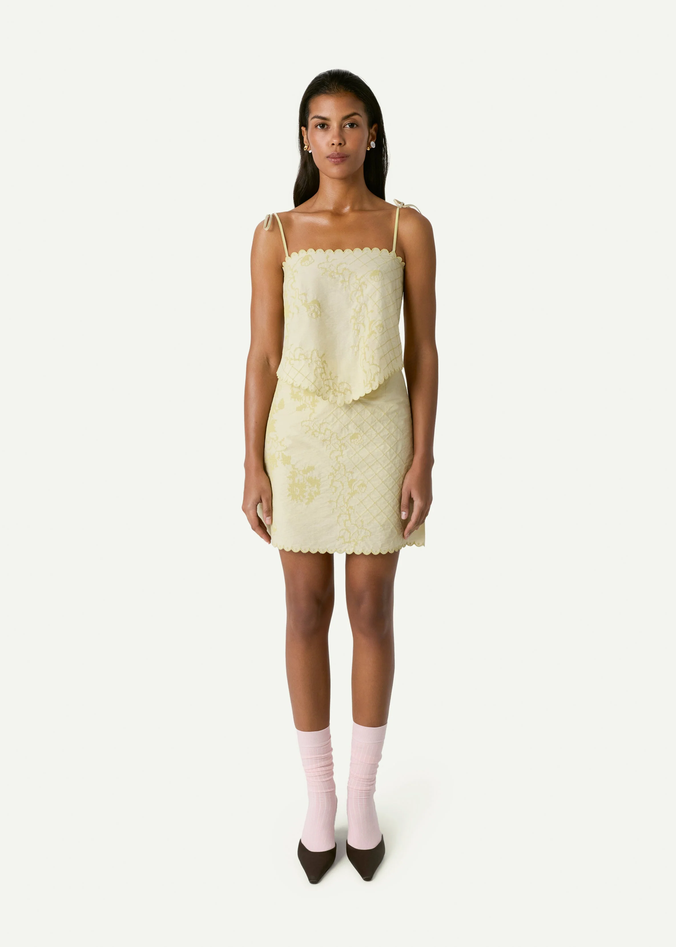 Mini skirt with Tyn Embroidery in yellow - Image 2