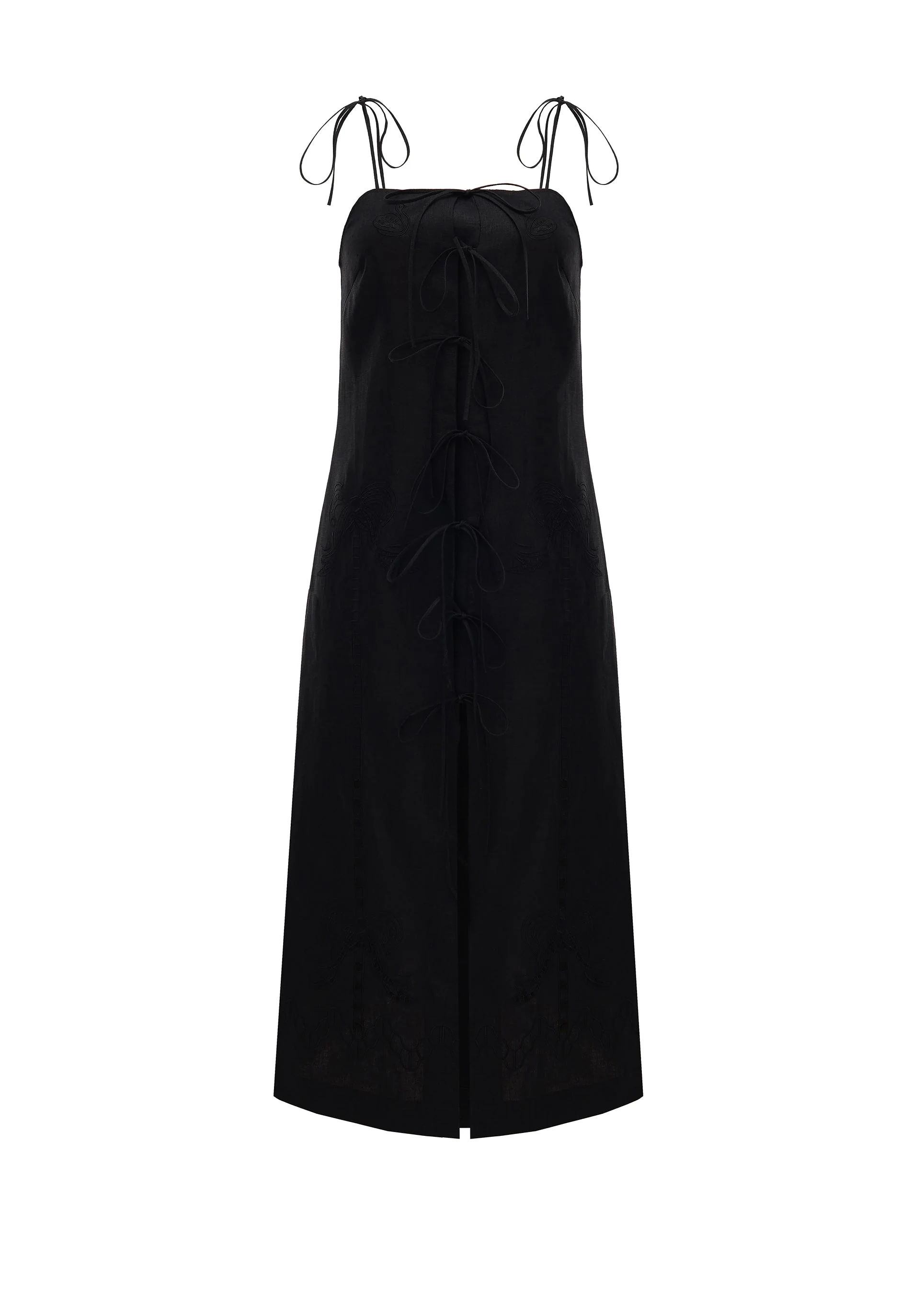 Oliana Dress With Ties in Black