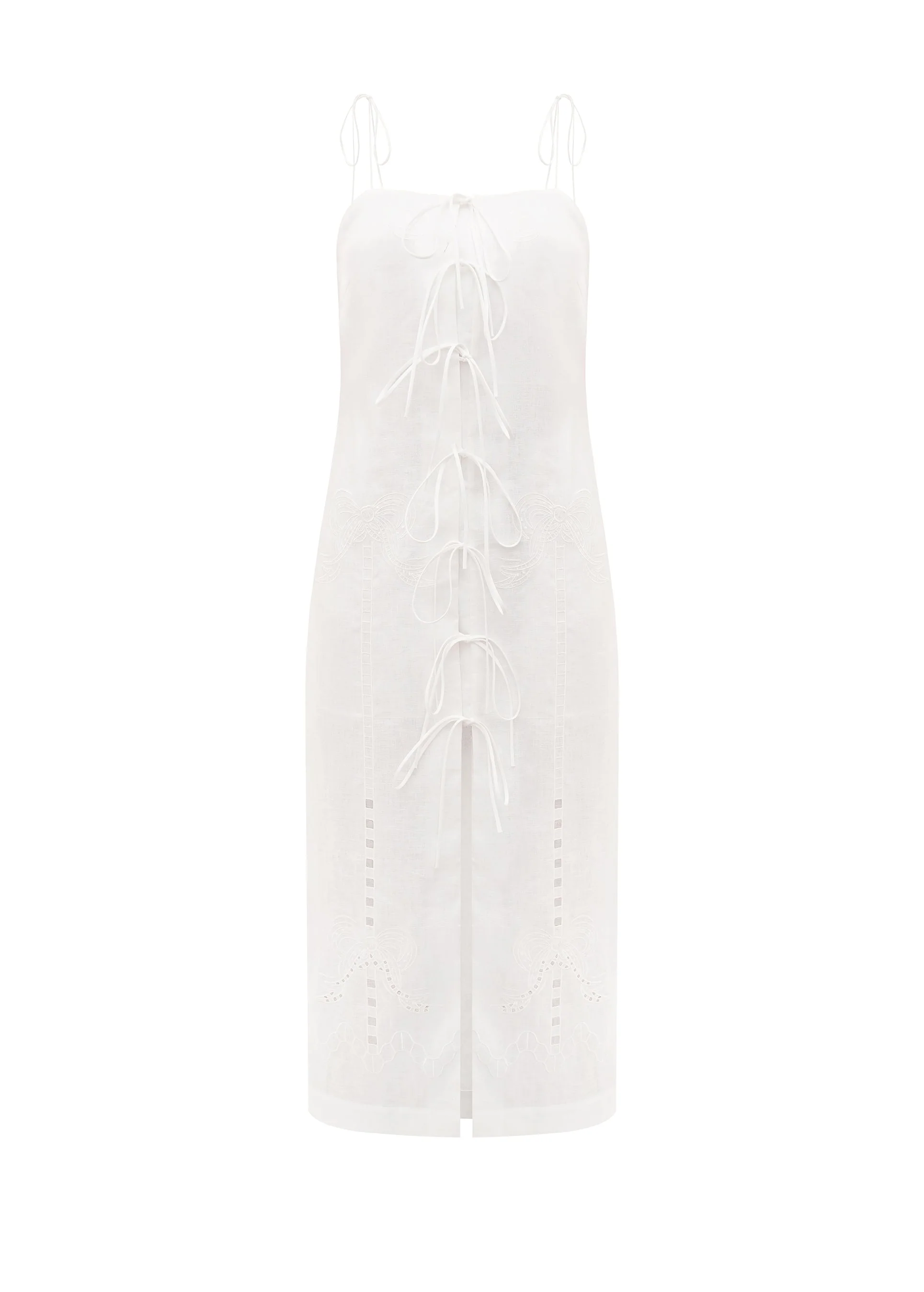 Oliana Dress With Ties in Milk