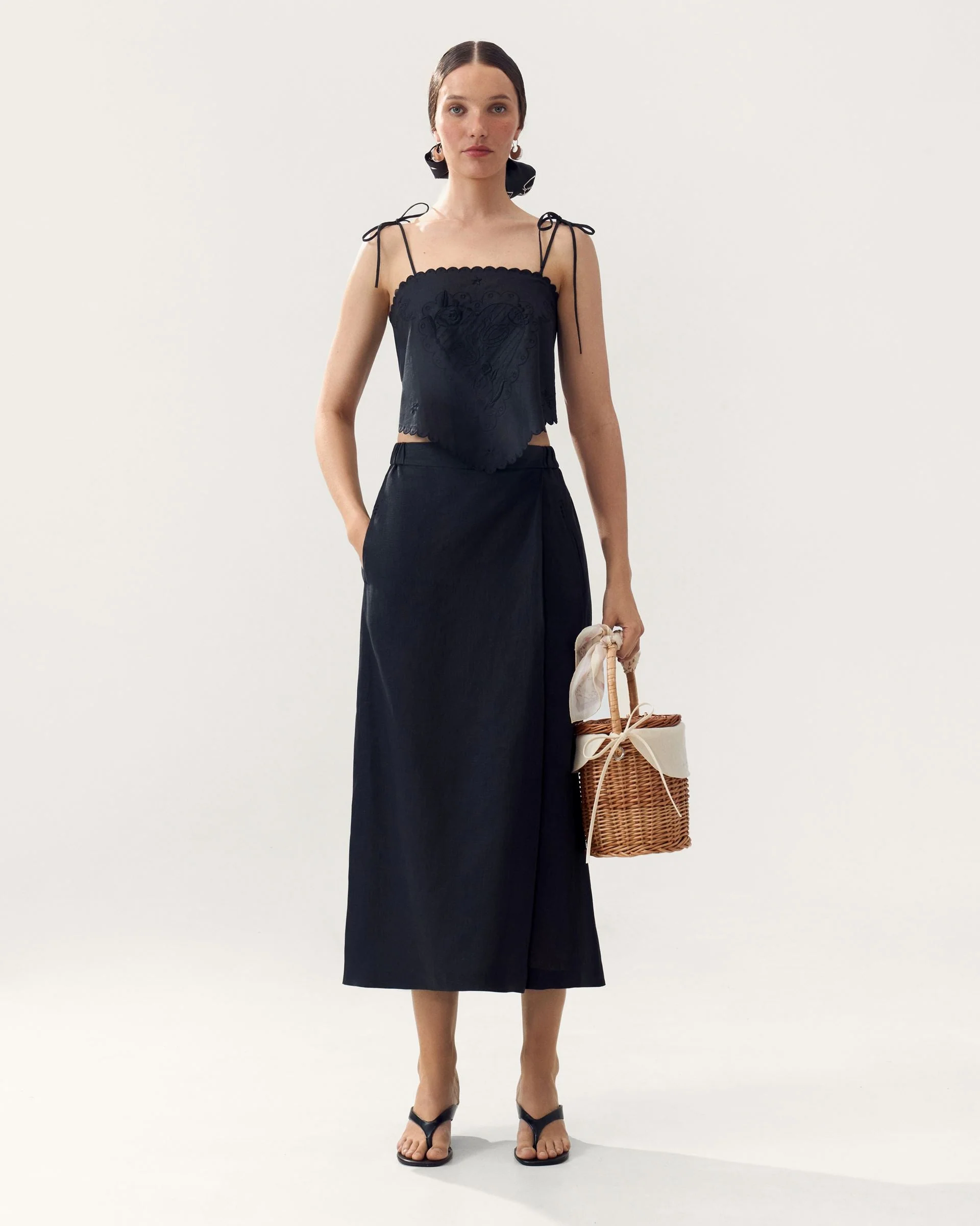 Lybid Scarf Top in Black - Image 2