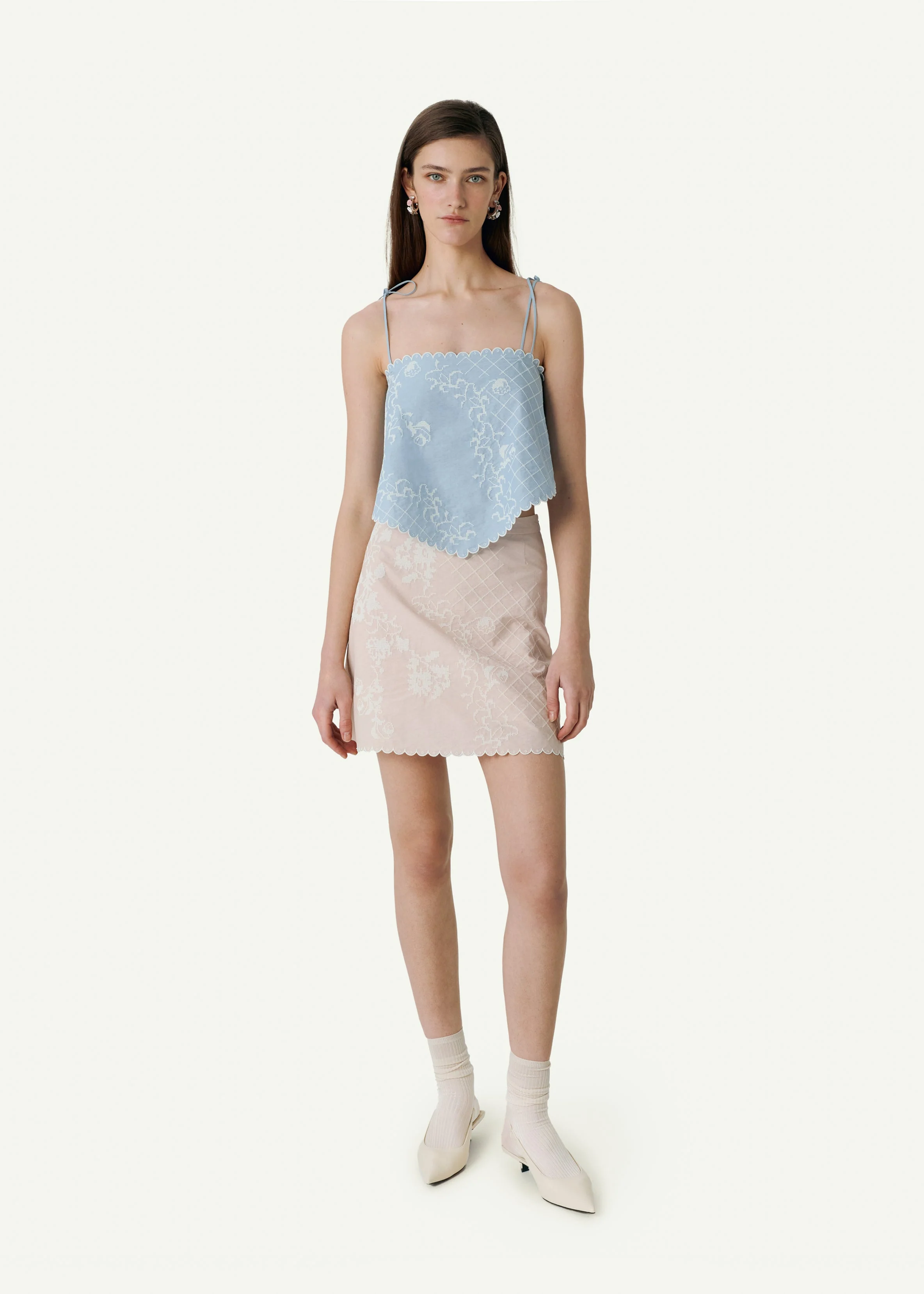 Bandana Top with Tyn Embroidery in blue - Image 2