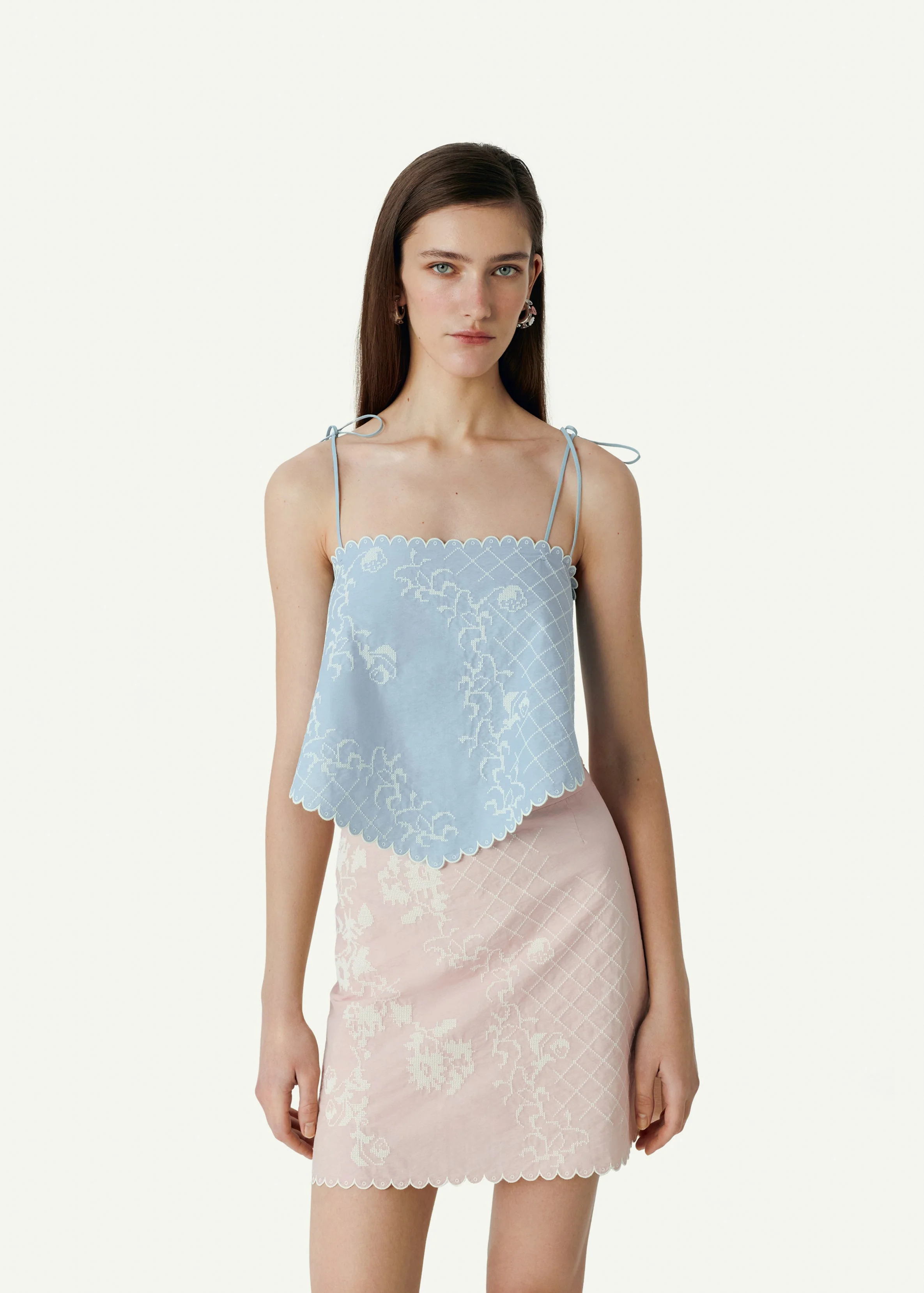 Bandana Top with Tyn Embroidery in blue - Image 3