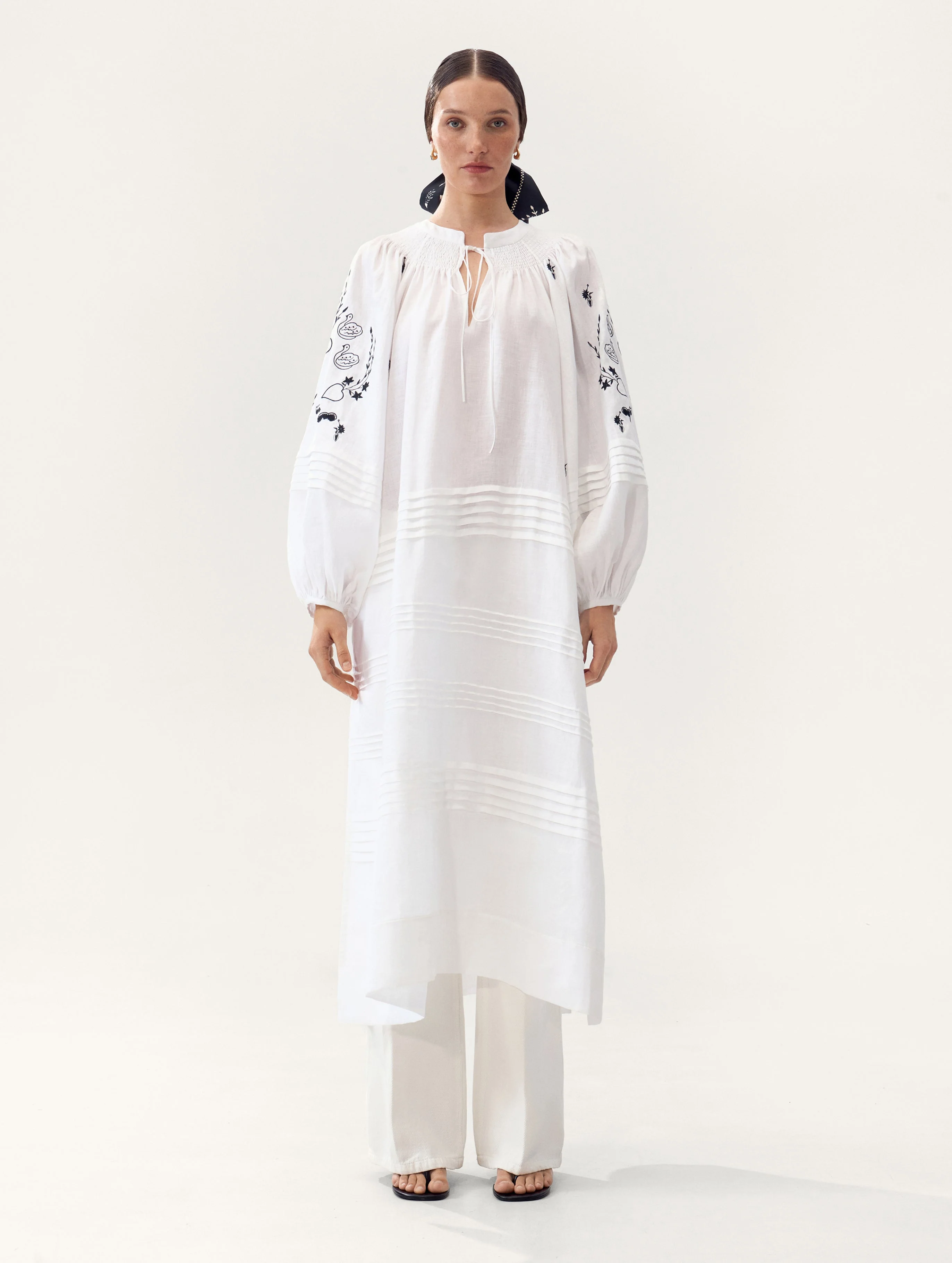 Tomila Embroidered Dress in Milk - Image 2