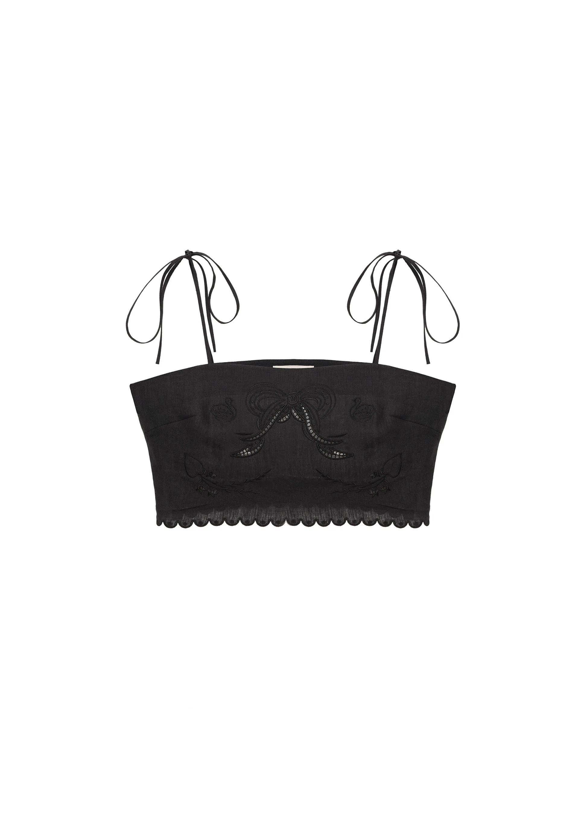 Yasna Embroidered Bra in Black