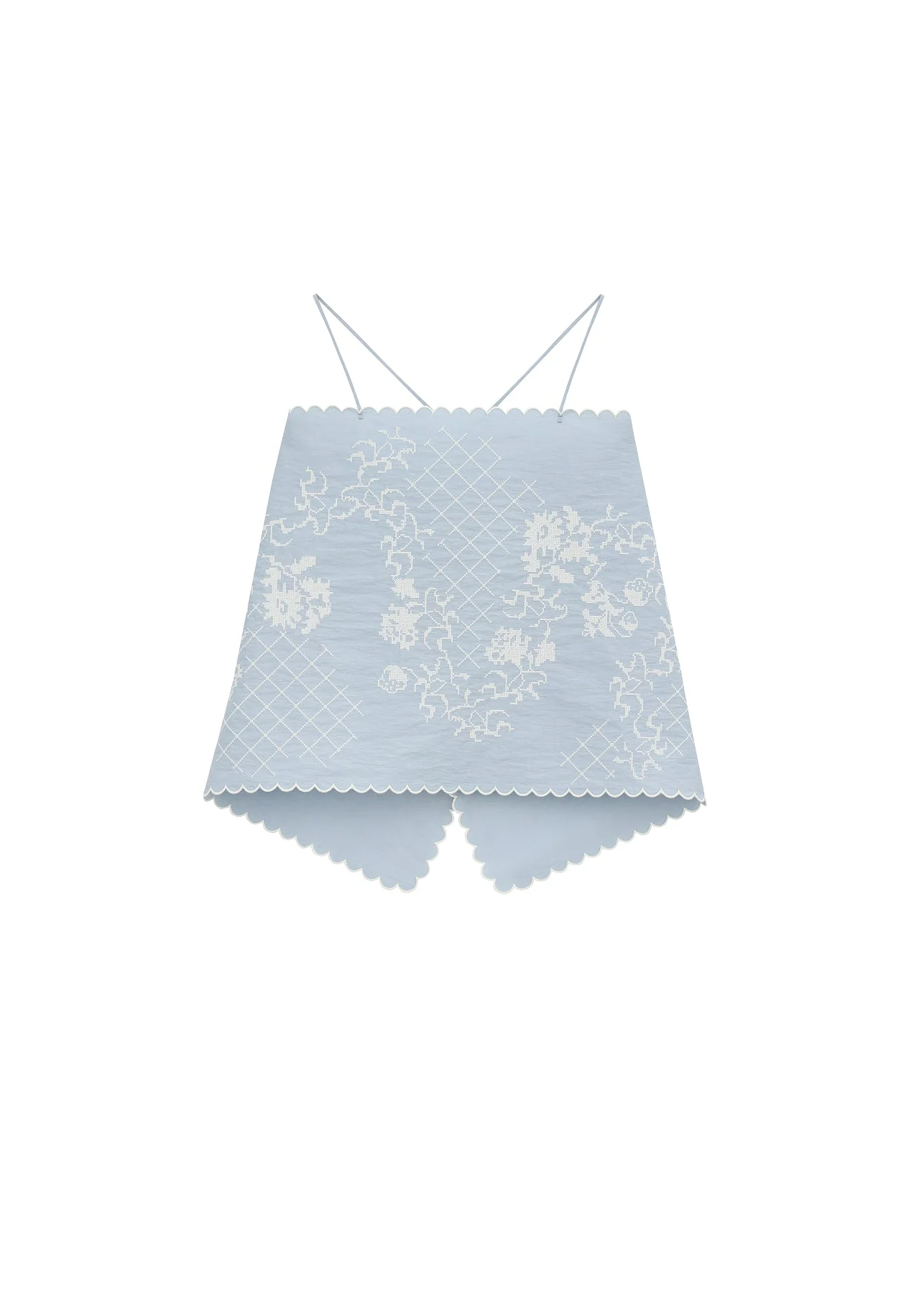 Open Back Embroidered Top in blue