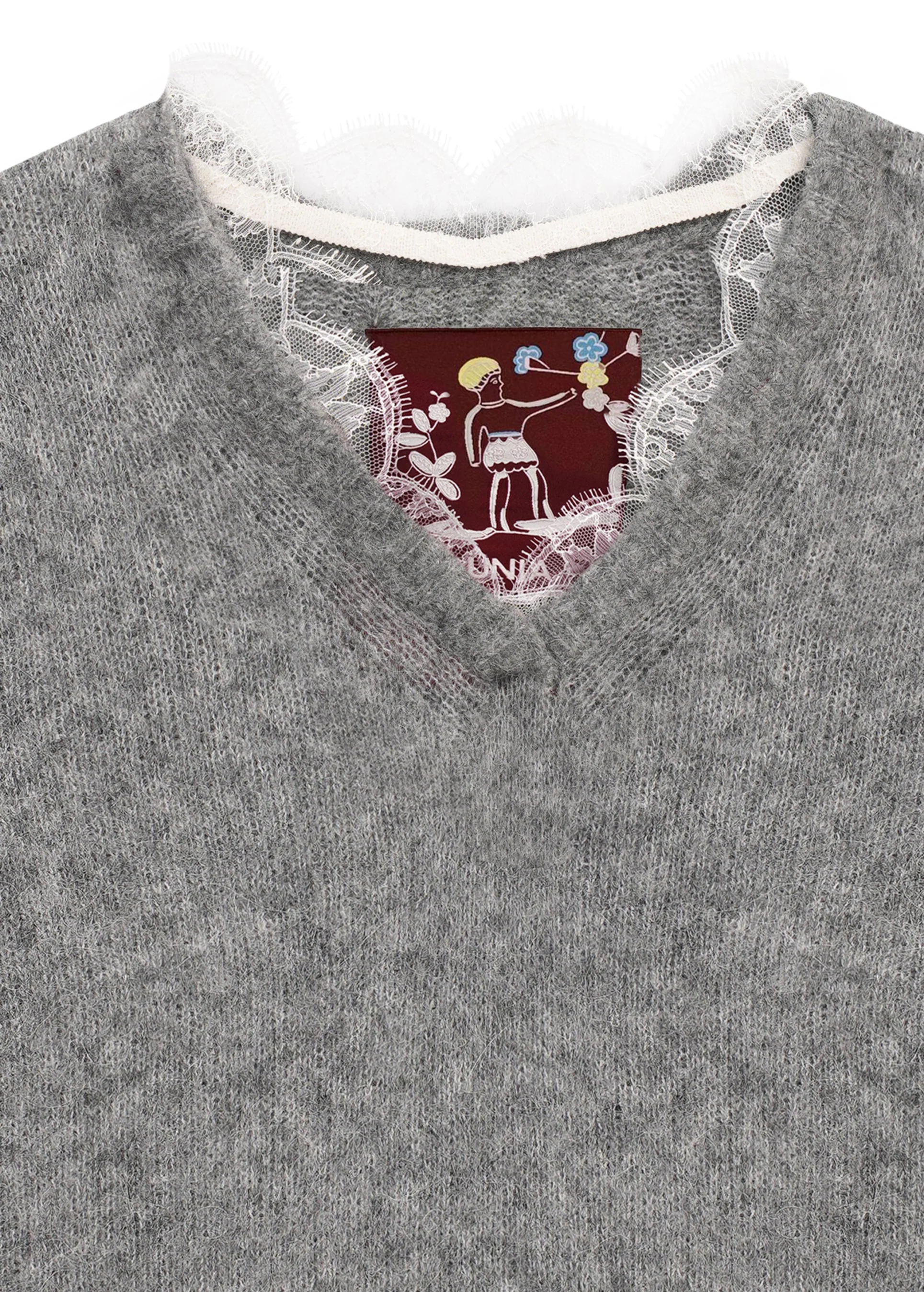 Lace-trimmed Vest in Grey - Image 3