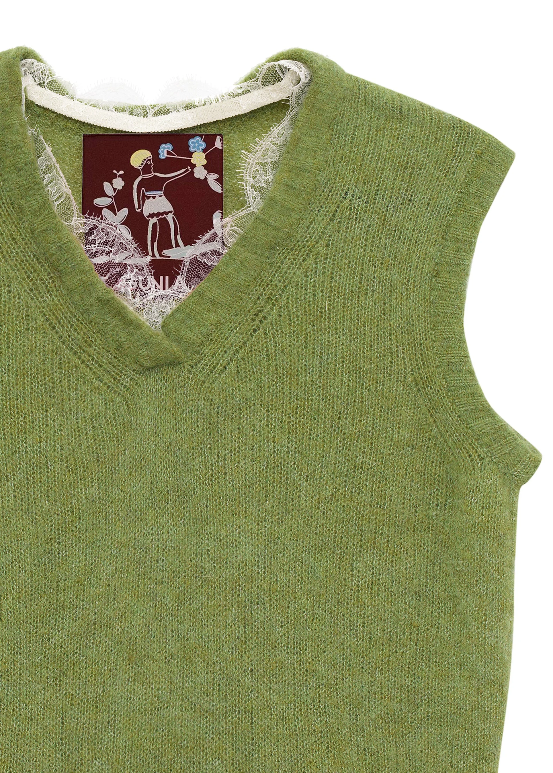 Lace-trimmed Vest in Green - Image 3