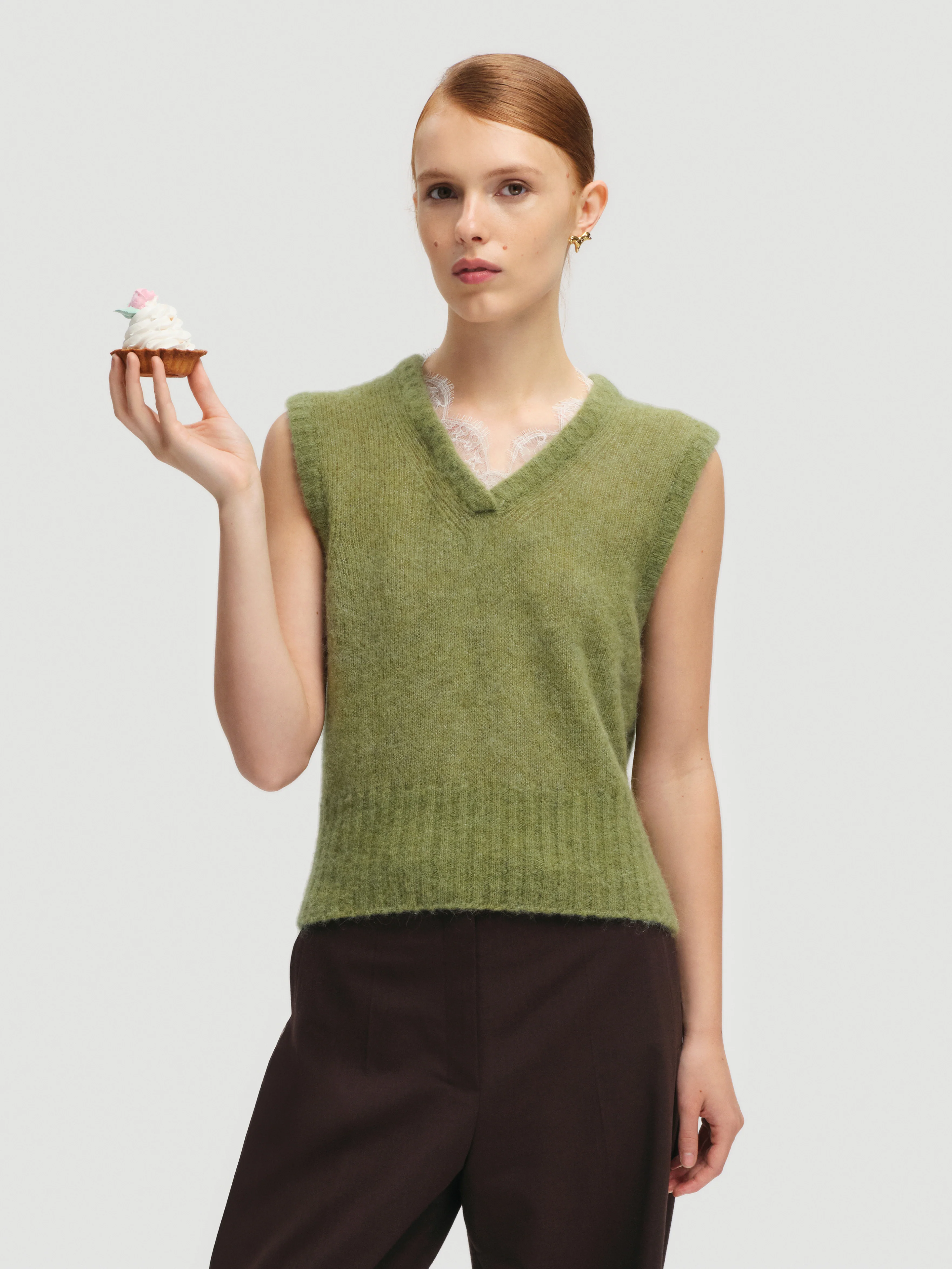 Lace-trimmed Vest in Green - Image 6